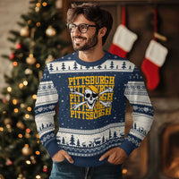 Pittsburgh Lovers Ugly Christmas Sweater Retro Pennsylvania Steel City Pirate Skull