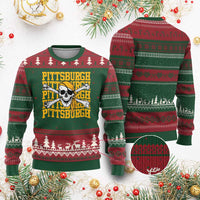 Pittsburgh Lovers Ugly Christmas Sweater Retro Pennsylvania Steel City Pirate Skull