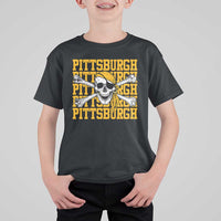 Pittsburgh Lovers T Shirt For Kid Retro Pennsylvania Steel City Pirate Skull