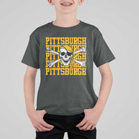 Pittsburgh Lovers T Shirt For Kid Retro Pennsylvania Steel City Pirate Skull