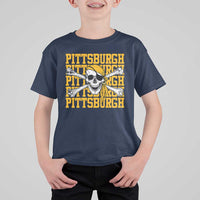 Pittsburgh Lovers T Shirt For Kid Retro Pennsylvania Steel City Pirate Skull