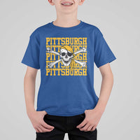 Pittsburgh Lovers T Shirt For Kid Retro Pennsylvania Steel City Pirate Skull