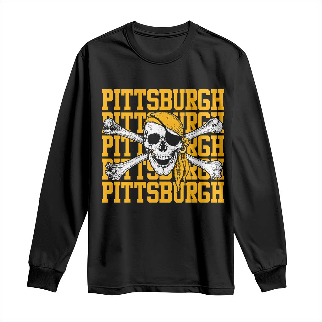 Pittsburgh Lovers Long Sleeve Shirt Retro Pennsylvania Steel City Pirate Skull