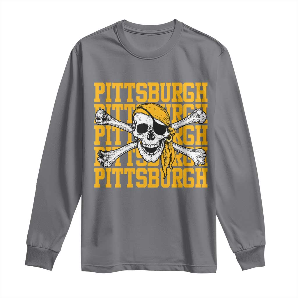 Pittsburgh Lovers Long Sleeve Shirt Retro Pennsylvania Steel City Pirate Skull