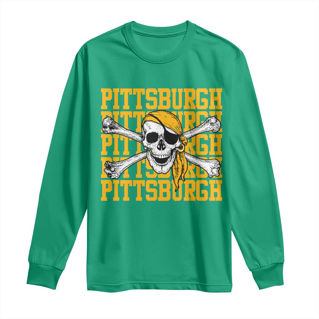 Pittsburgh Lovers Long Sleeve Shirt Retro Pennsylvania Steel City Pirate Skull