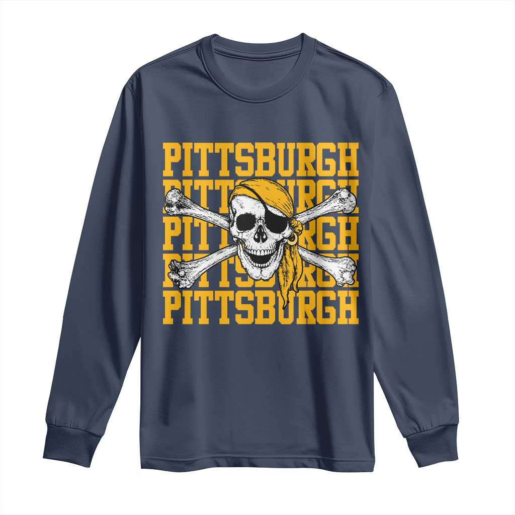 Pittsburgh Lovers Long Sleeve Shirt Retro Pennsylvania Steel City Pirate Skull