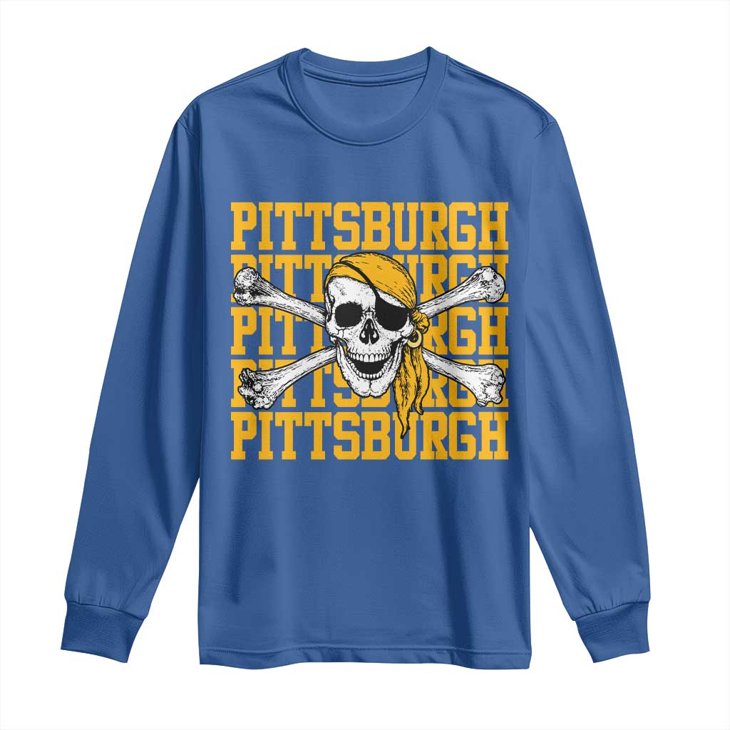 Pittsburgh Lovers Long Sleeve Shirt Retro Pennsylvania Steel City Pirate Skull