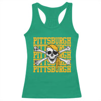 Pittsburgh Lovers Racerback Tank Top Retro Pennsylvania Steel City Pirate Skull