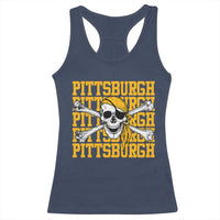 Pittsburgh Lovers Racerback Tank Top Retro Pennsylvania Steel City Pirate Skull