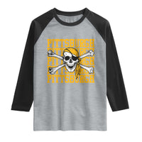 Pittsburgh Lovers Raglan Shirt Retro Pennsylvania Steel City Pirate Skull