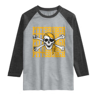 Pittsburgh Lovers Raglan Shirt Retro Pennsylvania Steel City Pirate Skull