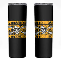 Pittsburgh Lovers Skinny Tumbler Retro Pennsylvania Steel City Pirate Skull