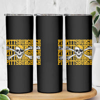 Pittsburgh Lovers Skinny Tumbler Retro Pennsylvania Steel City Pirate Skull