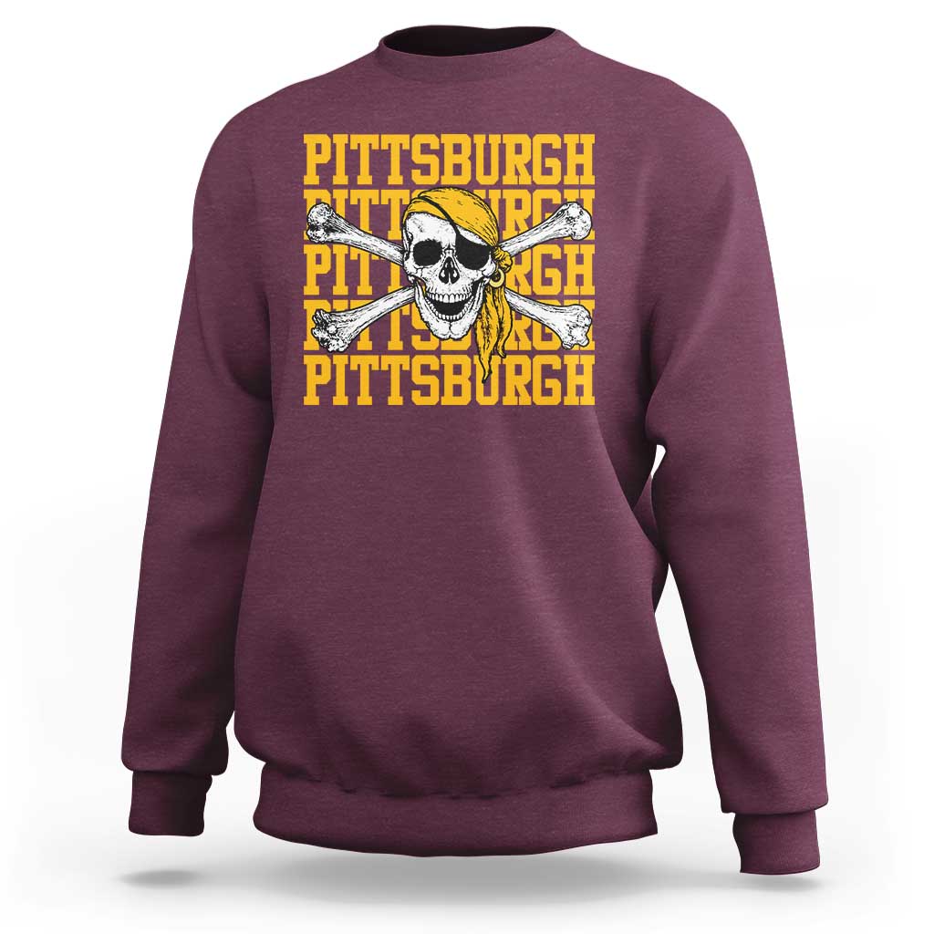 Pittsburgh Lovers Sweatshirt Retro Pennsylvania Steel City Pirate Skull
