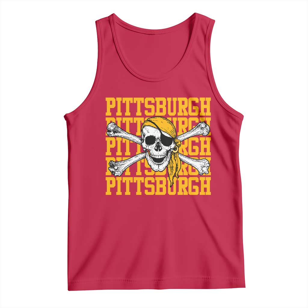 Pittsburgh Lovers Tank Top Retro Pennsylvania Steel City Pirate Skull
