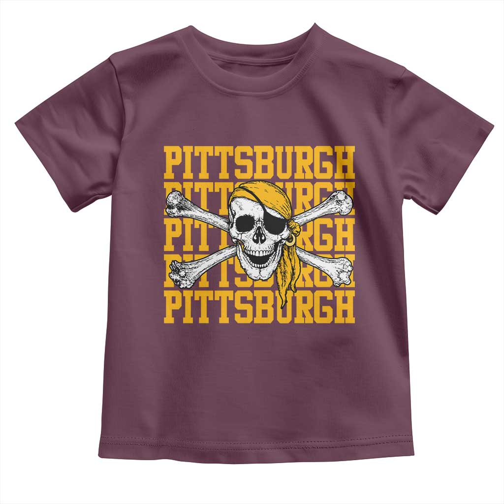 Pittsburgh Lovers Toddler T Shirt Retro Pennsylvania Steel City Pirate Skull
