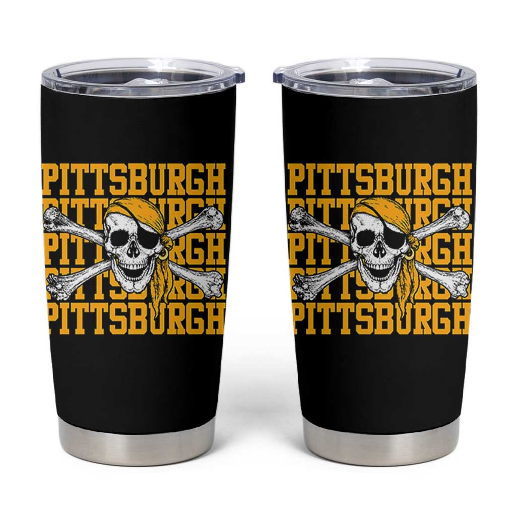Pittsburgh Lovers Tumbler Cup Retro Pennsylvania Steel City Pirate Skull