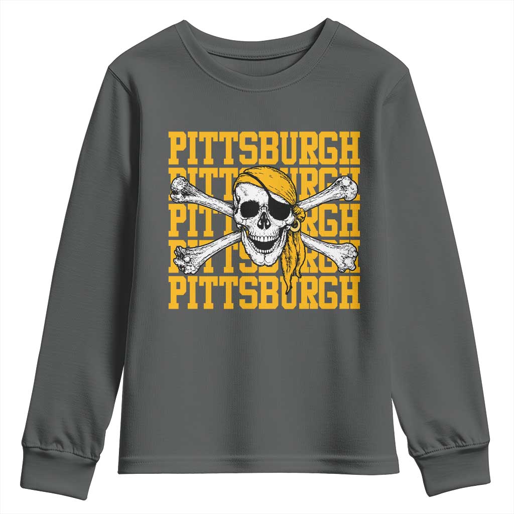 Pittsburgh Lovers Youth Sweatshirt Retro Pennsylvania Steel City Pirate Skull