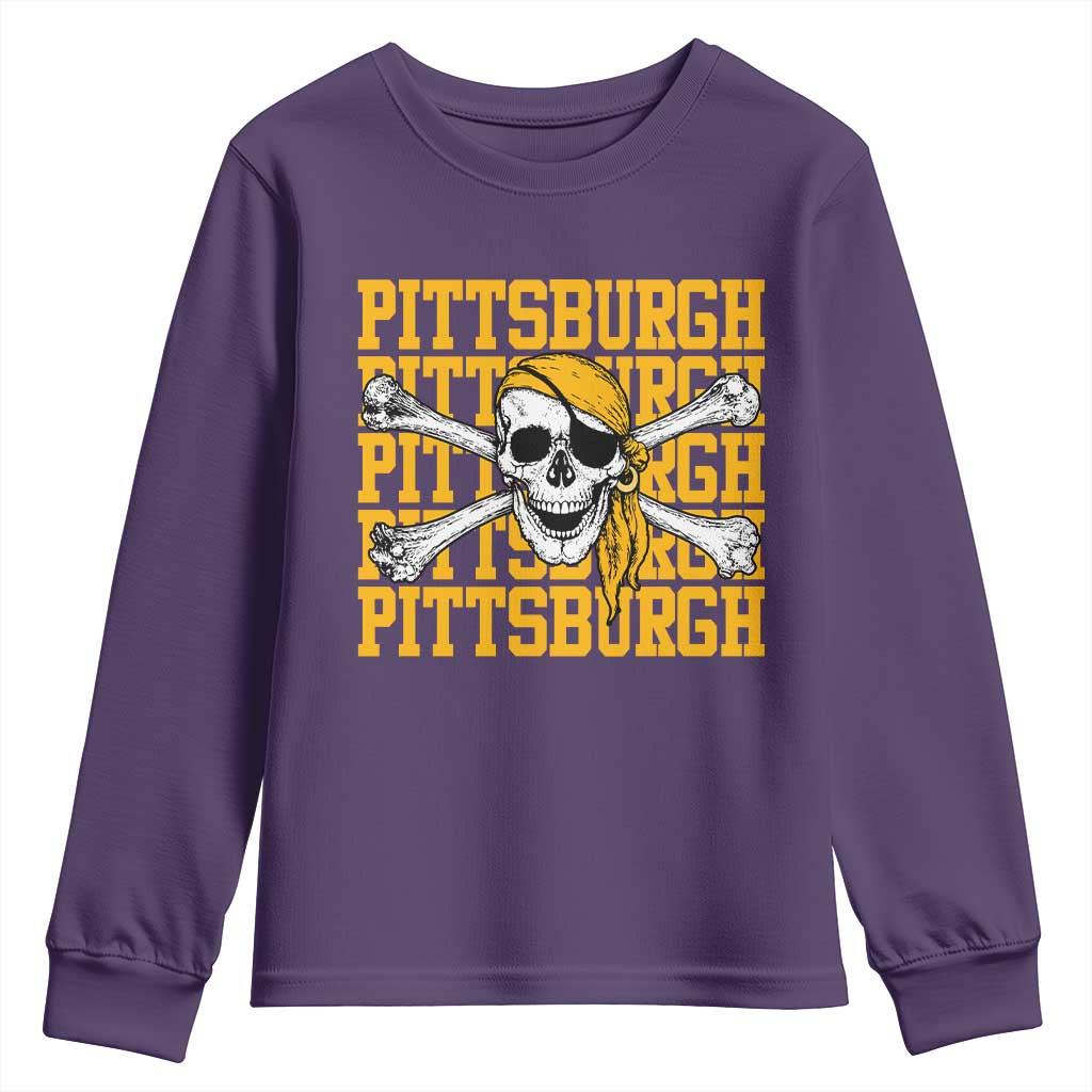Pittsburgh Lovers Youth Sweatshirt Retro Pennsylvania Steel City Pirate Skull