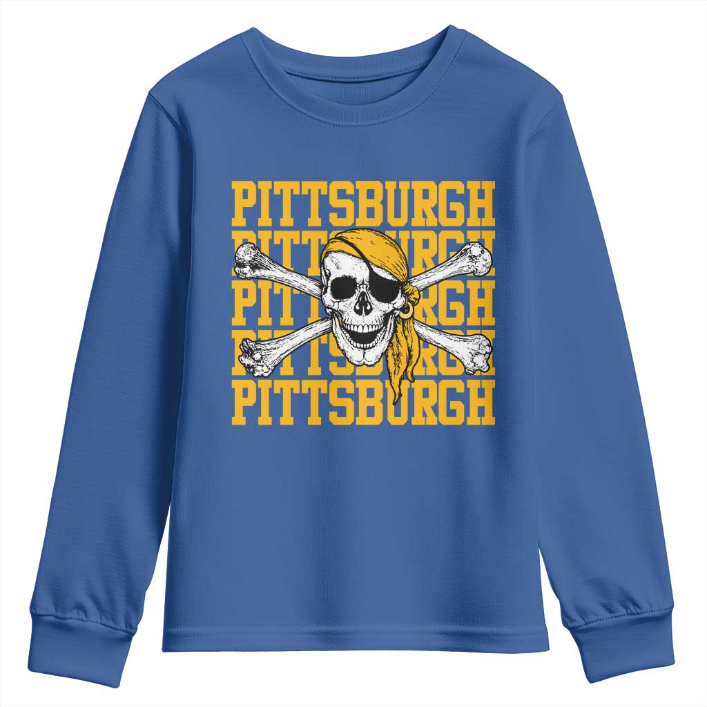 Pittsburgh Lovers Youth Sweatshirt Retro Pennsylvania Steel City Pirate Skull