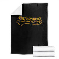 Vintage Pittsburgh Throw Blanket Varsity Script Retro Sports Jersey Style Baseball Fans