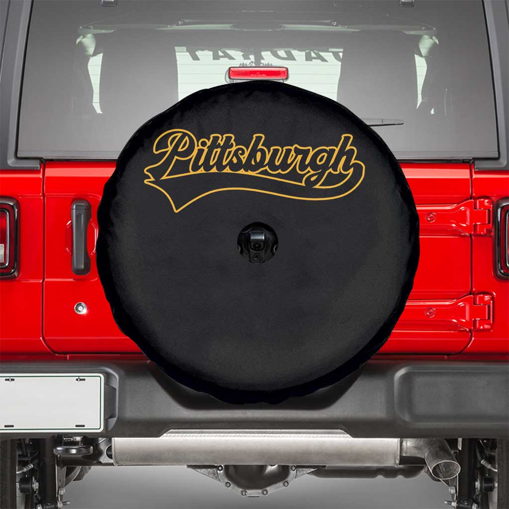 Vintage Pittsburgh Spare Tire Cover Varsity Script Retro Sports Jersey Style Baseball Fans