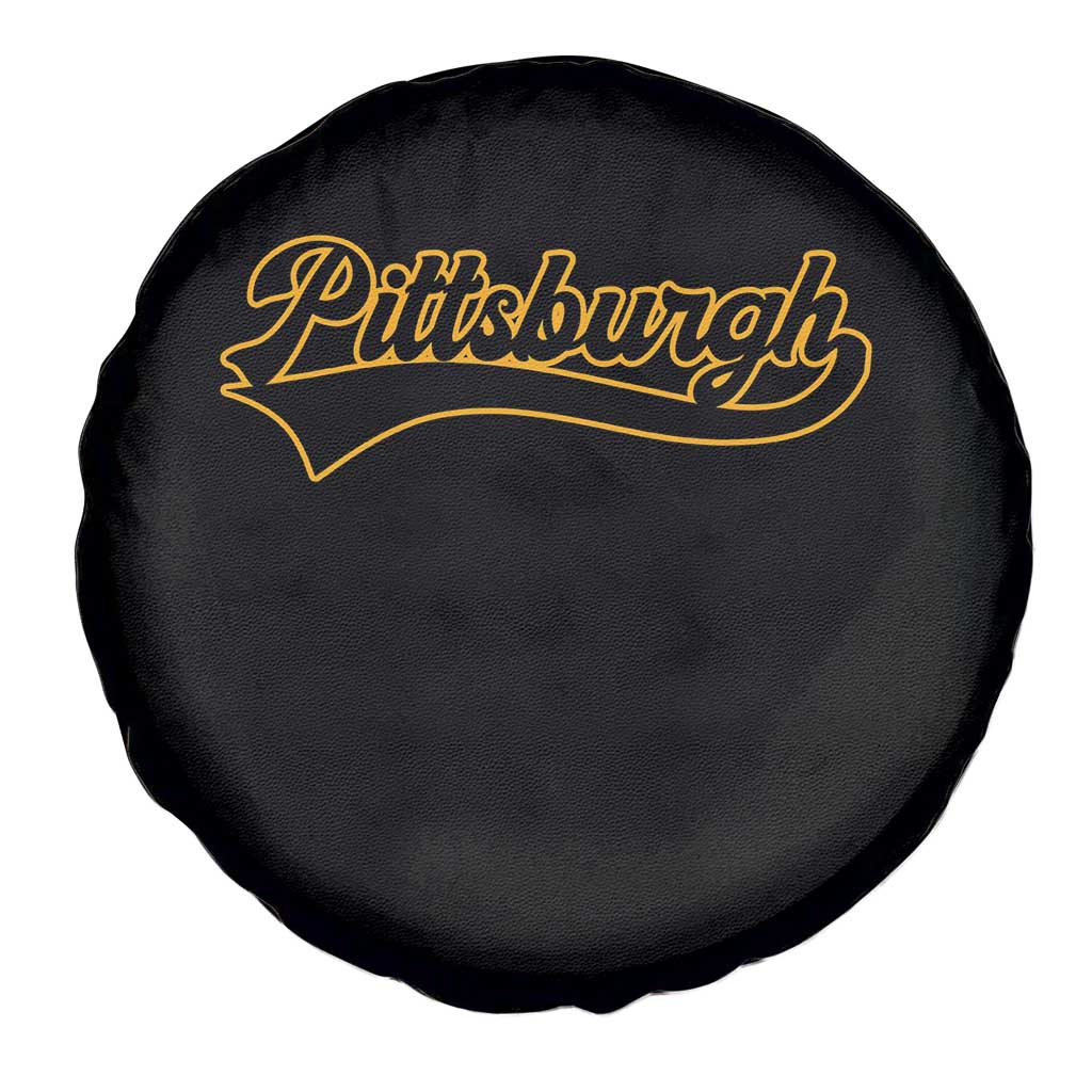 Vintage Pittsburgh Spare Tire Cover Varsity Script Retro Sports Jersey Style Baseball Fans