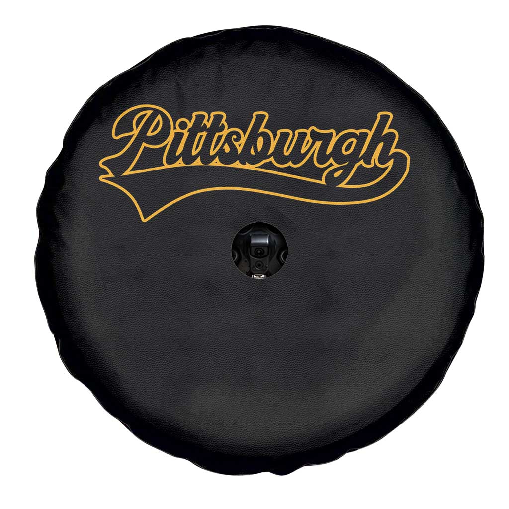 Vintage Pittsburgh Spare Tire Cover Varsity Script Retro Sports Jersey Style Baseball Fans