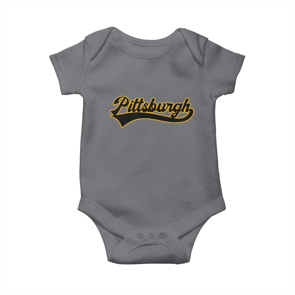 Vintage Pittsburgh Baby Onesie Varsity Script Retro Sports Jersey Style Baseball Fans
