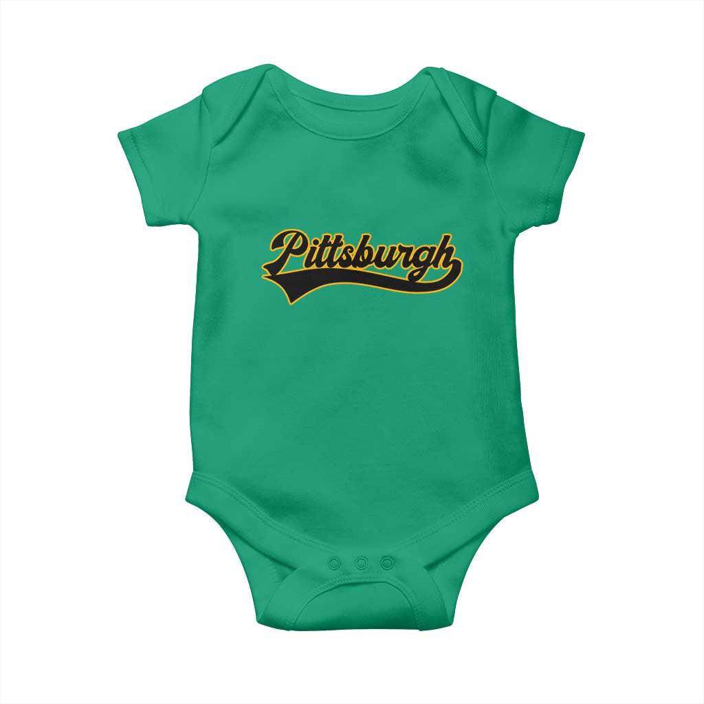 Vintage Pittsburgh Baby Onesie Varsity Script Retro Sports Jersey Style Baseball Fans