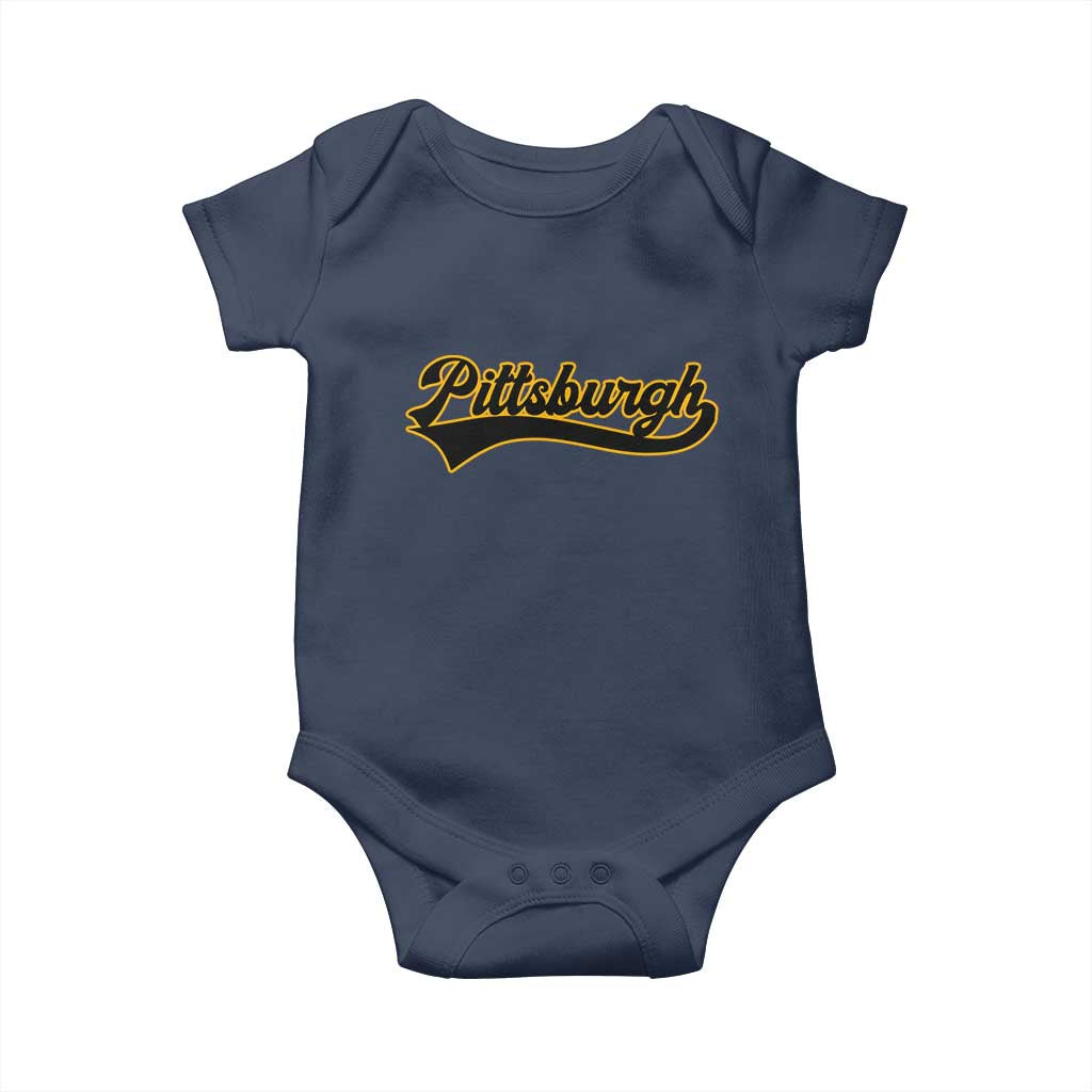 Vintage Pittsburgh Baby Onesie Varsity Script Retro Sports Jersey Style Baseball Fans