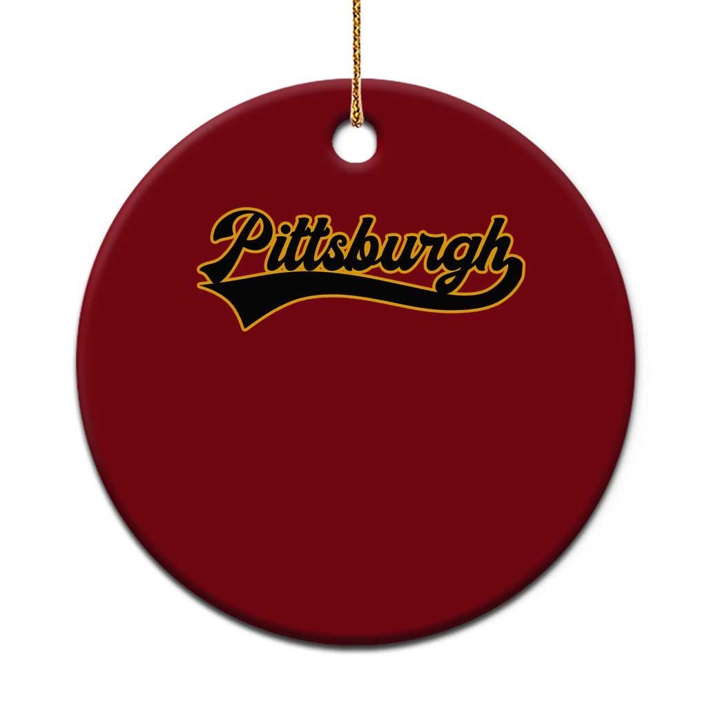 Vintage Pittsburgh Ceramic Ornament Varsity Script Retro Sports Jersey Style Baseball Fans