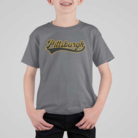 Vintage Pittsburgh T Shirt For Kid Varsity Script Retro Sports Jersey Style Baseball Fans