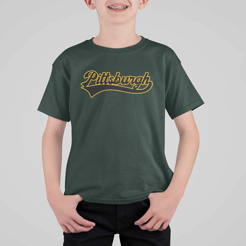 Vintage Pittsburgh T Shirt For Kid Varsity Script Retro Sports Jersey Style Baseball Fans