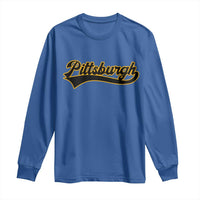 Vintage Pittsburgh Long Sleeve Shirt Varsity Script Retro Sports Jersey Style Baseball Fans