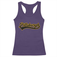 Vintage Pittsburgh Racerback Tank Top Varsity Script Retro Sports Jersey Style Baseball Fans