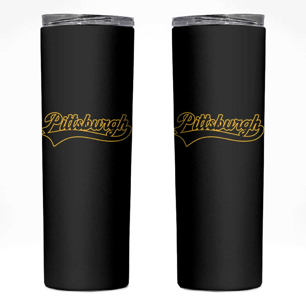 Vintage Pittsburgh Skinny Tumbler Varsity Script Retro Sports Jersey Style Baseball Fans
