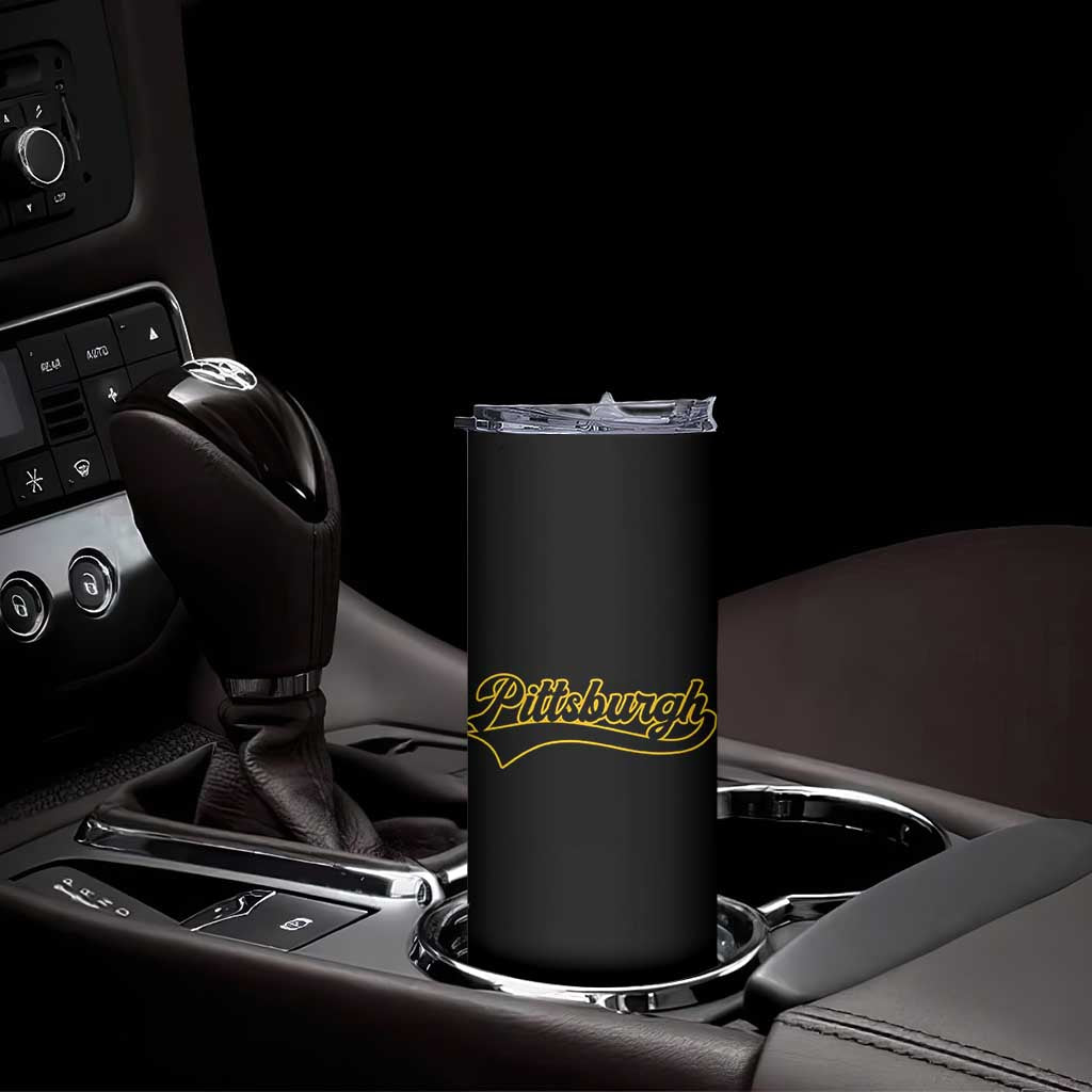 Vintage Pittsburgh Skinny Tumbler Varsity Script Retro Sports Jersey Style Baseball Fans