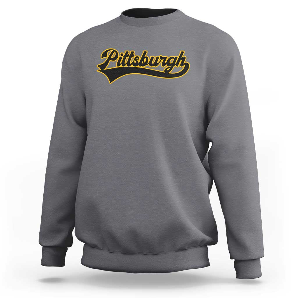 Vintage Pittsburgh Sweatshirt Varsity Script Retro Sports Jersey Style Baseball Fans