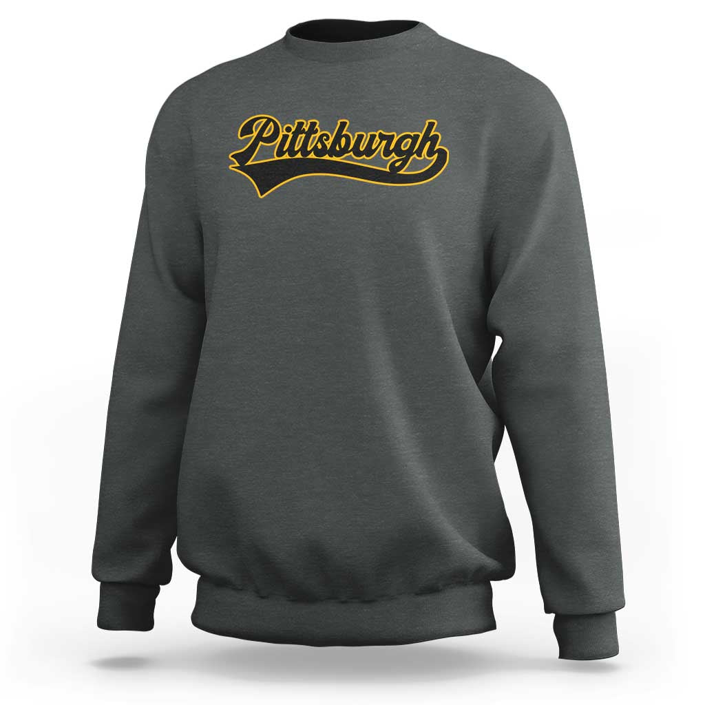 Vintage Pittsburgh Sweatshirt Varsity Script Retro Sports Jersey Style Baseball Fans