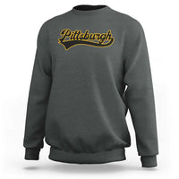 Vintage Pittsburgh Sweatshirt Varsity Script Retro Sports Jersey Style Baseball Fans