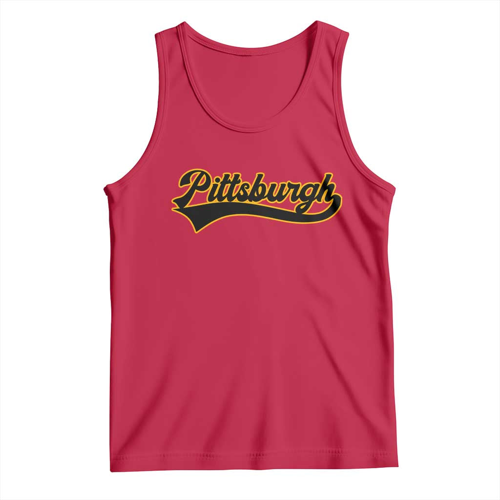 Vintage Pittsburgh Tank Top Varsity Script Retro Sports Jersey Style Baseball Fans