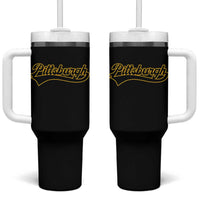 Vintage Pittsburgh Tumbler With Handle Varsity Script Retro Sports Jersey Style Baseball Fans