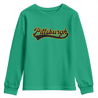 Vintage Pittsburgh Youth Sweatshirt Varsity Script Retro Sports Jersey Style Baseball Fans