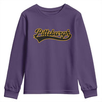 Vintage Pittsburgh Youth Sweatshirt Varsity Script Retro Sports Jersey Style Baseball Fans