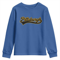 Vintage Pittsburgh Youth Sweatshirt Varsity Script Retro Sports Jersey Style Baseball Fans