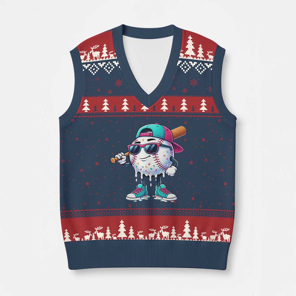 Baseball Life Style V-Neck Knit Sweater Vest Youth Drip Baseball Boys Kid