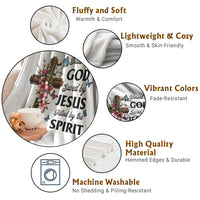 Blessed By God Saved By Jesus Throw Blanket Floral Cross Christian Faith Inspirational