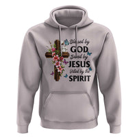 Blessed By God Saved By Jesus Hoodie Floral Cross Christian Faith Inspirational