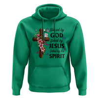 Blessed By God Saved By Jesus Hoodie Floral Cross Christian Faith Inspirational